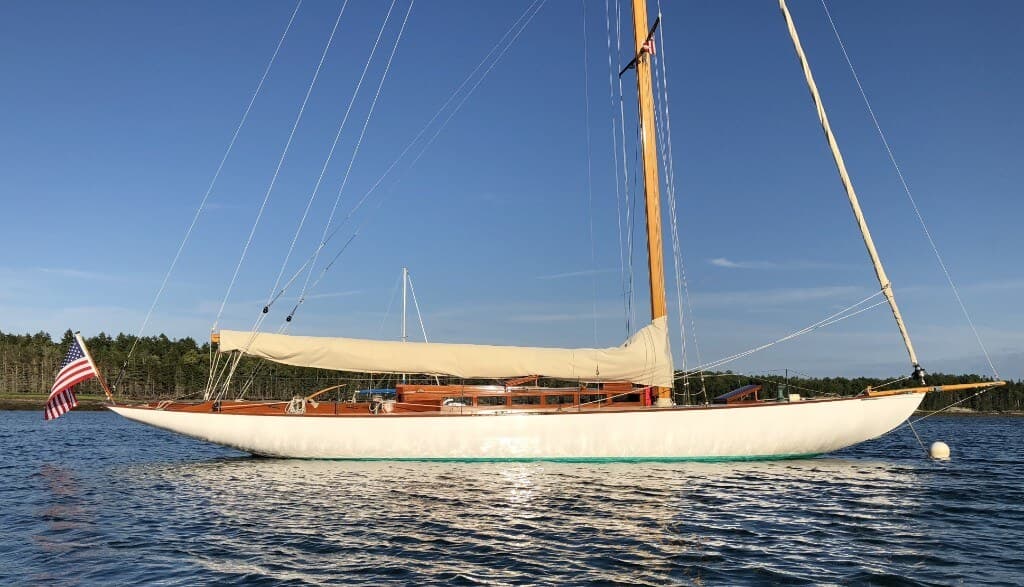 White keelboat on the water